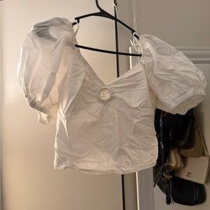 Elegant White Puff Sleeve Top